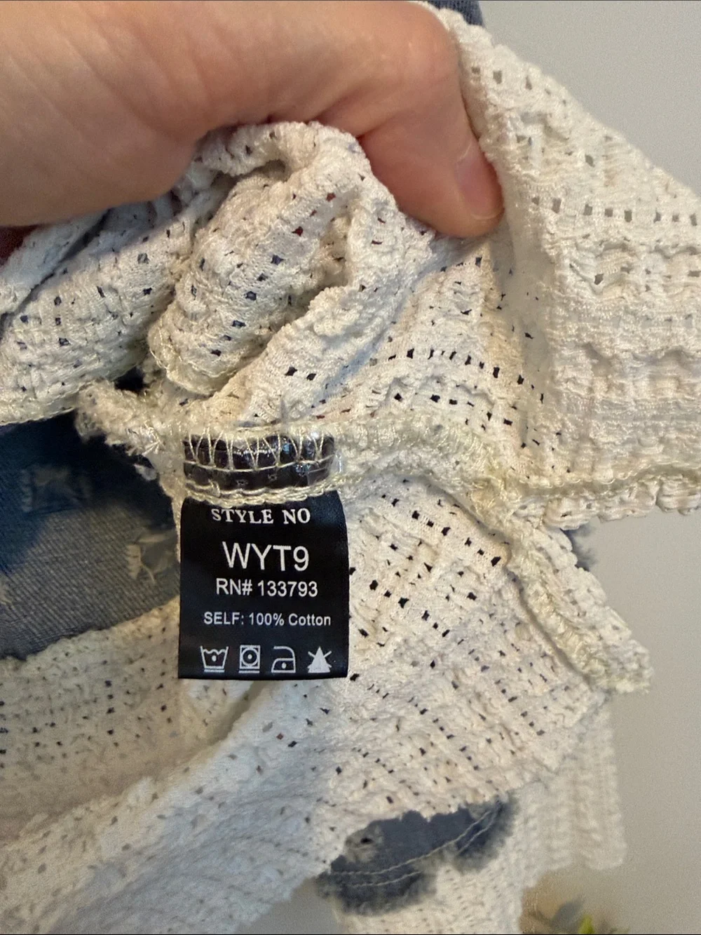 Pol Distressed Patchwork Pullover - Blue, Dark Gray, Cream - Picture 3 of 15